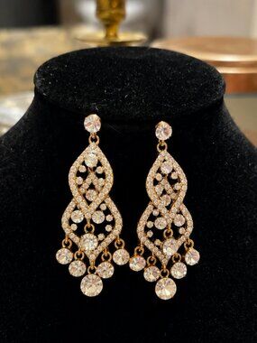 Bittersweet Crystal Chandeliers | Gold-Tone Rhinestone Statement Earrings